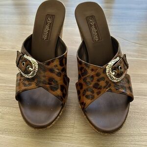 Brighton Vintage Y2K  Leopard Print Wedge Sandals  7.5 M